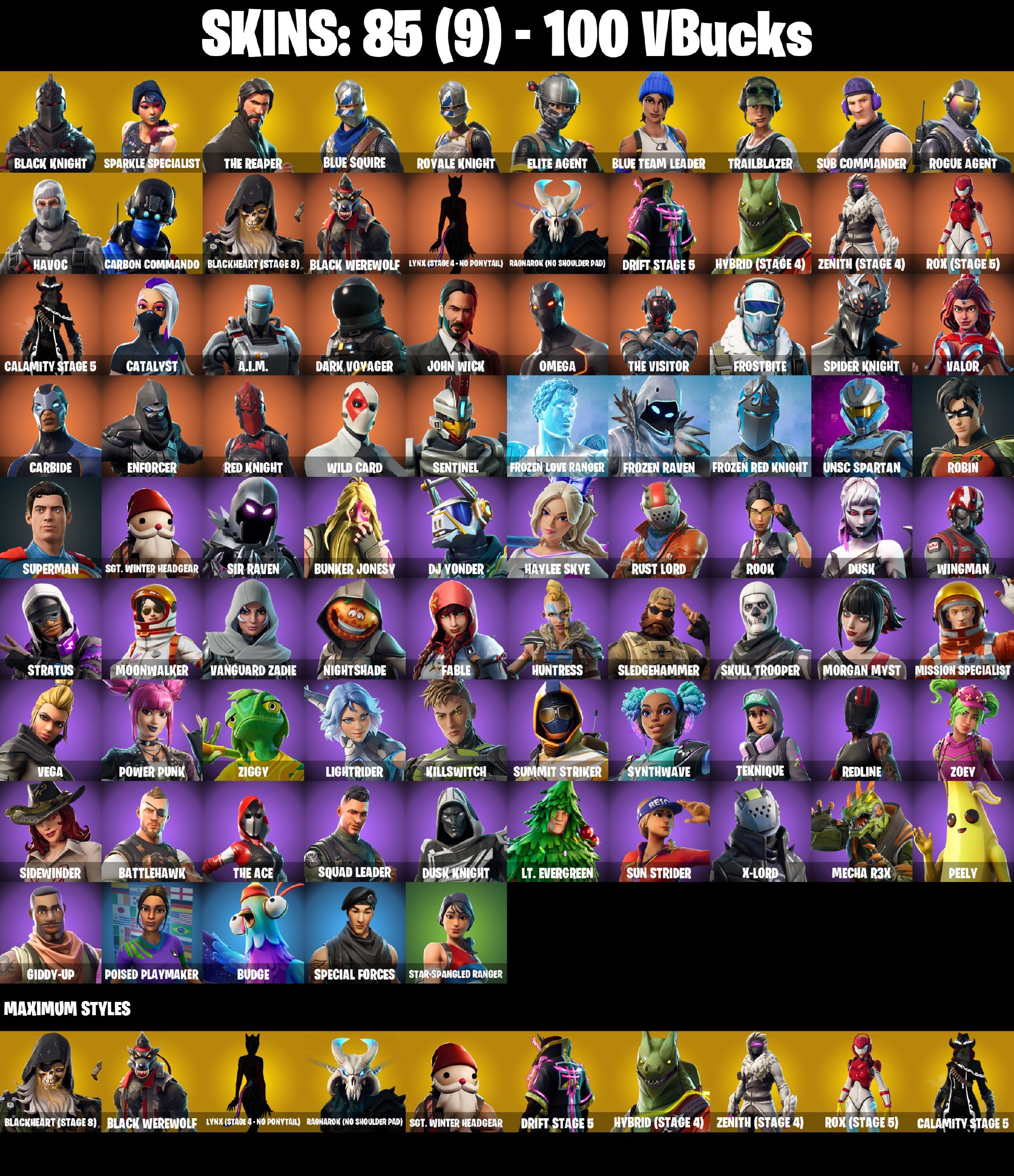 103 SKINS | Black Knight | Sparkle Specialist | Royale Knight | Blue Squire | The Reaper, Sale, skins 103