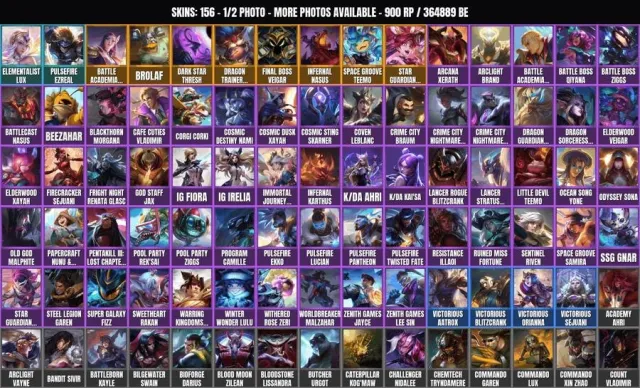 GOLD II✨156 skins 🏆 170 champions 🎮 364.9K BE✨Party Lee Sin✨Battle Academy Garen✨Thunder Lord, Sale, level 721, champions 170, skins 156, Gold