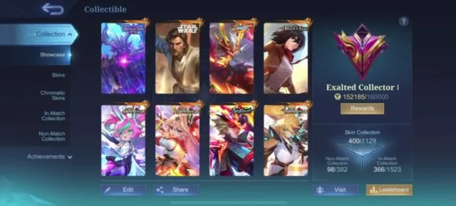 🔥Legend Valir | kof karinna and Guinevere | Full access account, Sale, Rank: Mythical, Level: 82, Win rate: 56%, Heroes: 133, Skins: 400