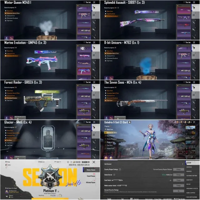 Inferno Helemt"M416 Glacier Lvl 4(KillMsg)M24,Ump,S18 (KillMsg)Groza Lvl 3"X-Suite Lvl 1, Продажа, 76 уровень, Ранг: Платина, 70+ мифик скинов, 10+ прокачиваемых оружий, 1-4 килл чатов, Нет спорт каров