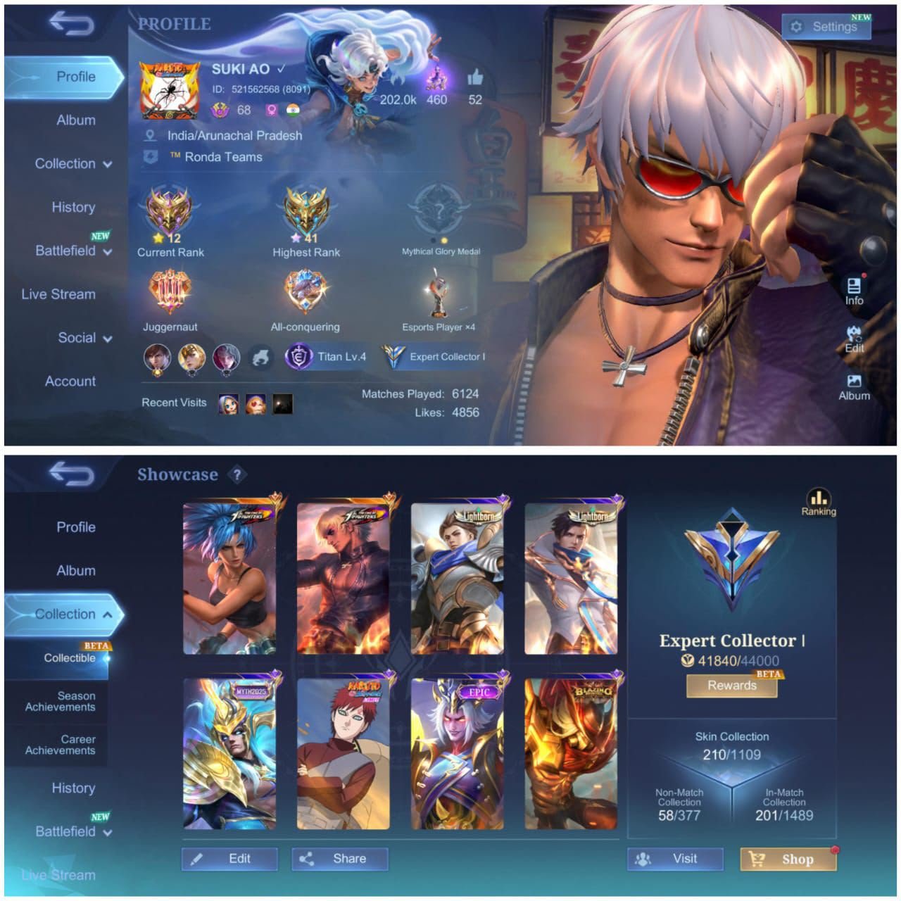 Akai po/ legend alucard/ kof and coll dyroth/ high wr, Sale, Rank: Mythic, Level: 40, Winrate: 50%, Heroes: 195, Skins: 210