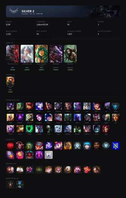 🟡┃👑 BLOOD MOON PYKE / CRYSTAL ROSE ZYRA / TRIBAL RYZE / WOAD ASHE┃🕗 АВТОВЫДАЧА┃🤍┃✅ ПОЧТА┃, Продажа, уровень 40, чемпионы 35, скины 6, Серебро