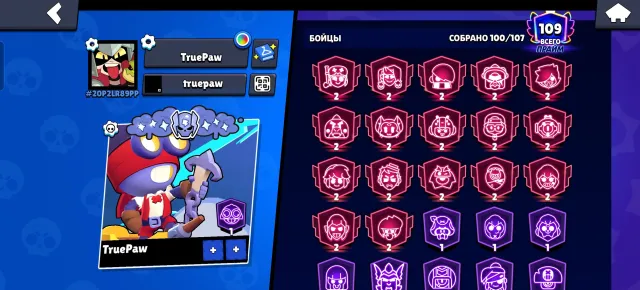 With Rebinding!!🔥 good account🔥 109 prime, 118000 trophies, 100 brawlers, 109 primes