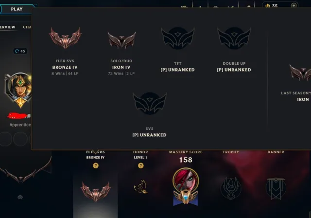 🔑EUW🔑S16 Iron IV Hardstuck🔑Handleveled🔑Hand-deranked🔑70 Champs🔑56 Skins🔑#1323, Продажа, уровень 45, чемпионы 70, скины 56, Железо