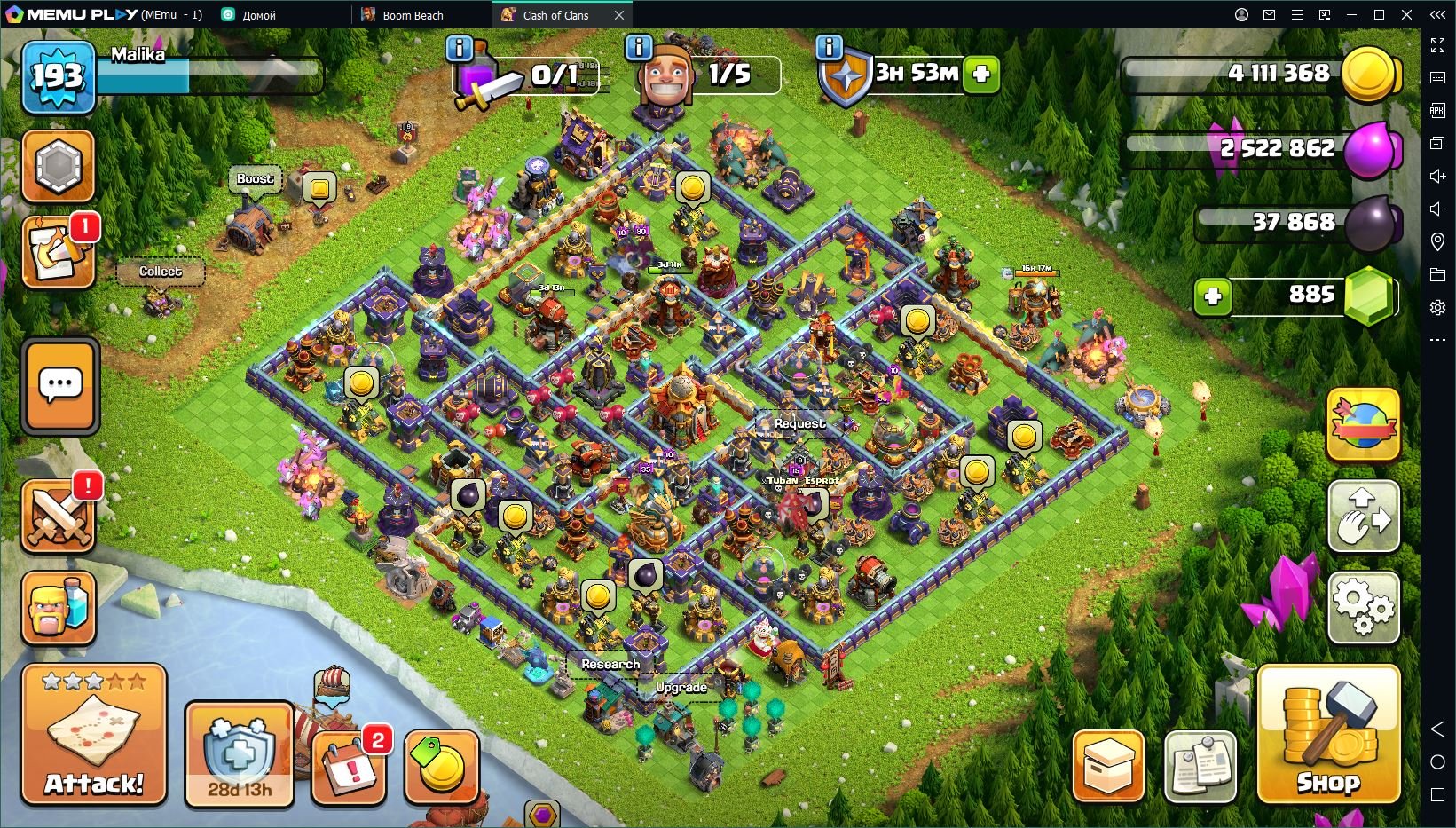 ⚡ПЕРЕПРИВЯЗКА, 193 LVL⚡WALLS 16-17 LVL, 78/95/57/61/32/8 ⚡16 ЭПИК СНАРЯГ, 14 СКИНОВ, 16 TH Main Village, 9 TH Builder