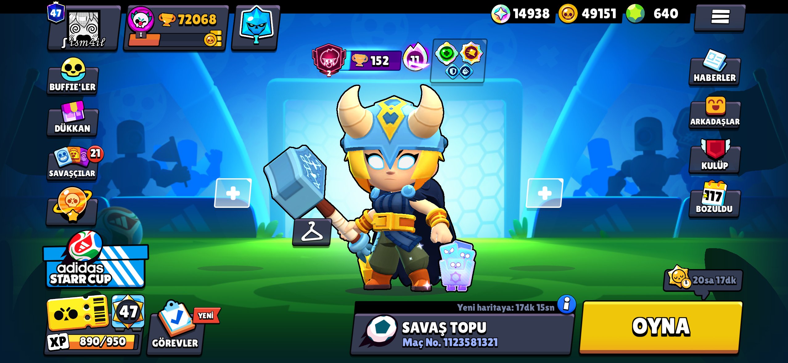 72K TROPHY + 640 GEMS 395 SKİNS 33.222 GEMS CHEAP ACCOUNT!!!!, trophies 70000, brawlers 104, primes 48