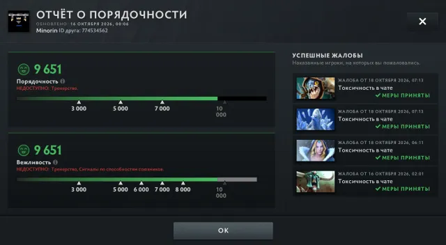 🟢 REKRUT 【47 MMR】【 Z GŁOSEM 】🟢【PEWNOŚĆ 30% >】🟢 ZDJĘCIA W OPISIE 🟢 10000 PORZĄDKU 🟢 Pełny dostęp, Sprzedaż, 47 MMR, 9651 porządku, 9651 uprzejmości, 137 meczów, 176 godzin