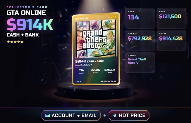 🏎️ ✧ $914K ВСЕГО • РАНГ 134 • GRAND THEFT AUTO V • ПОЛНЫЙ ДОСТУП + ПОЧТА, Продажа