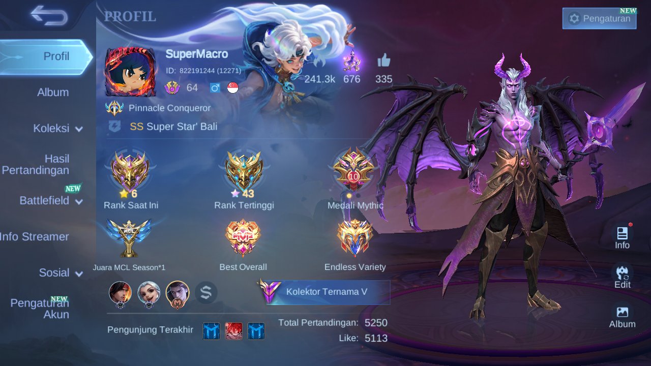 Global|Hero 121|Skin 193|LucBox Moskov|KOF Karina|Sanrio Floryn|CC Natalia|check ss ML1312B, Sale, Rank: Mythic, Level: 64, Winrate: 50%, Heroes: 121, Skins: 193