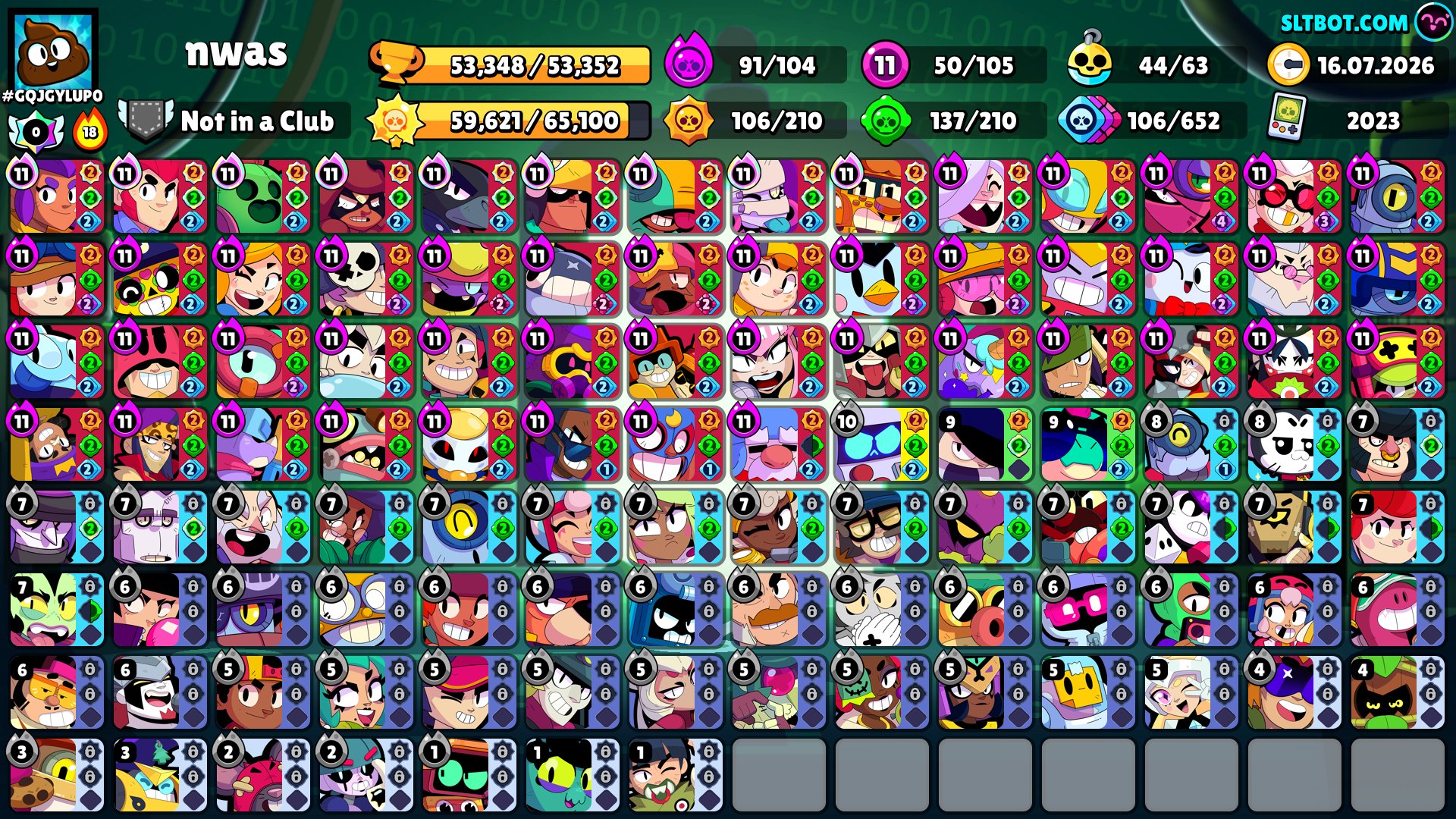 Selling a personal account, trophies 53900, brawlers 105, primes 27