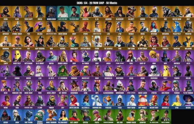 [PC/PSN/XBOX] 134 ск🔥IKONIK🔥Travis Scott🔥Léviathan🔥Omega🔥Glow🔥Rose Team, Vente, skins 134