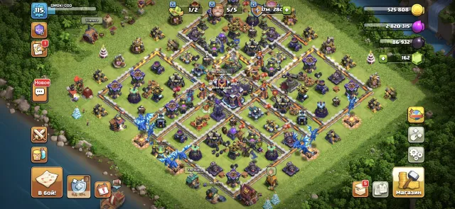 🟥⬛🛑Th 15🛑⚫XP 115🛑⚫Hero levels: K61/Q63/MP50/W37/RC25🛑⚫Gems: 596🛑⚫With Gmail🛑⚫Full access🛑⬛🟥, 15 TH Home Village, 6 TH Builder Base