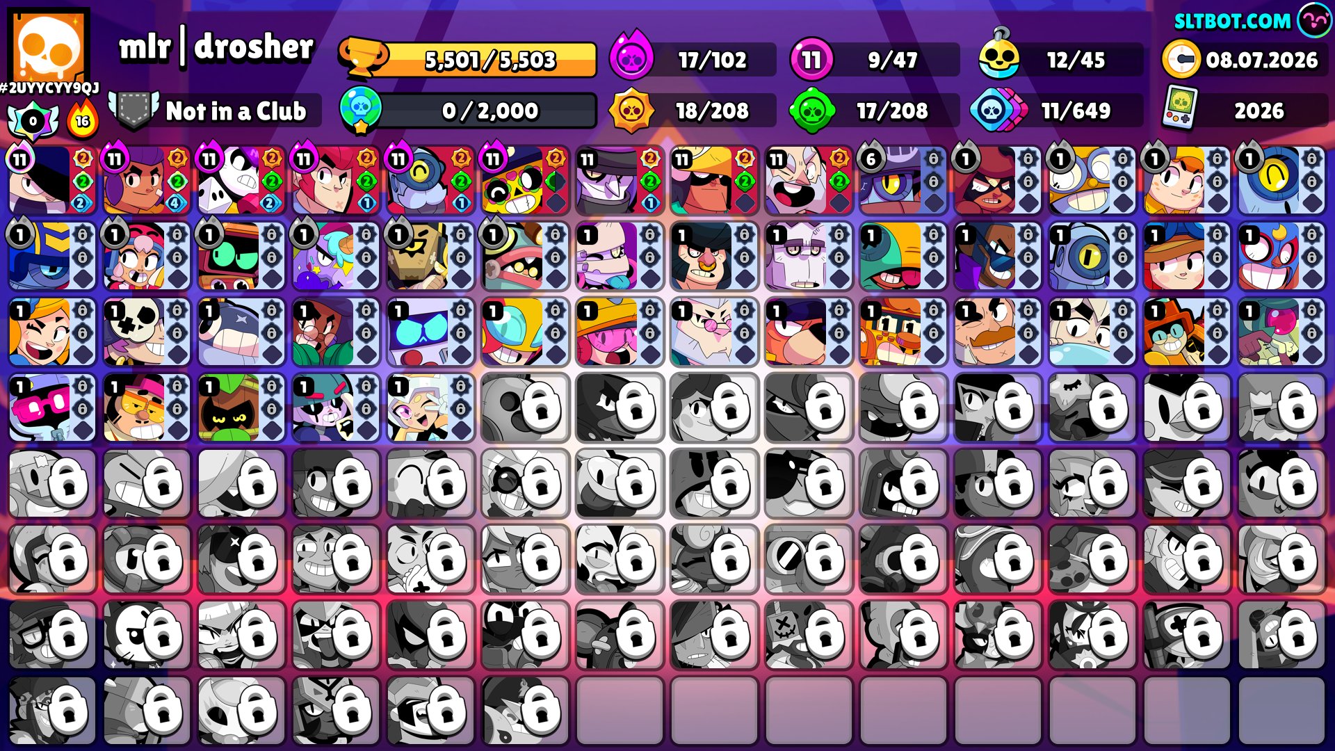 💟9-11forces💟❤️Lega-6300❤️🖤1200-1🖤✅rebind ✅, trophies 5501, brawlers 47