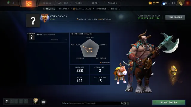 ♡ 5776 MMR · РОДНАЯ ПОЧТА · 100% ГАРАНТИЯ · АВТОВЫДАЧА♡, Продажа, 5776 MMR, 11174 порядочності, 11174 ввічливості, 288 матчів, 209 годин