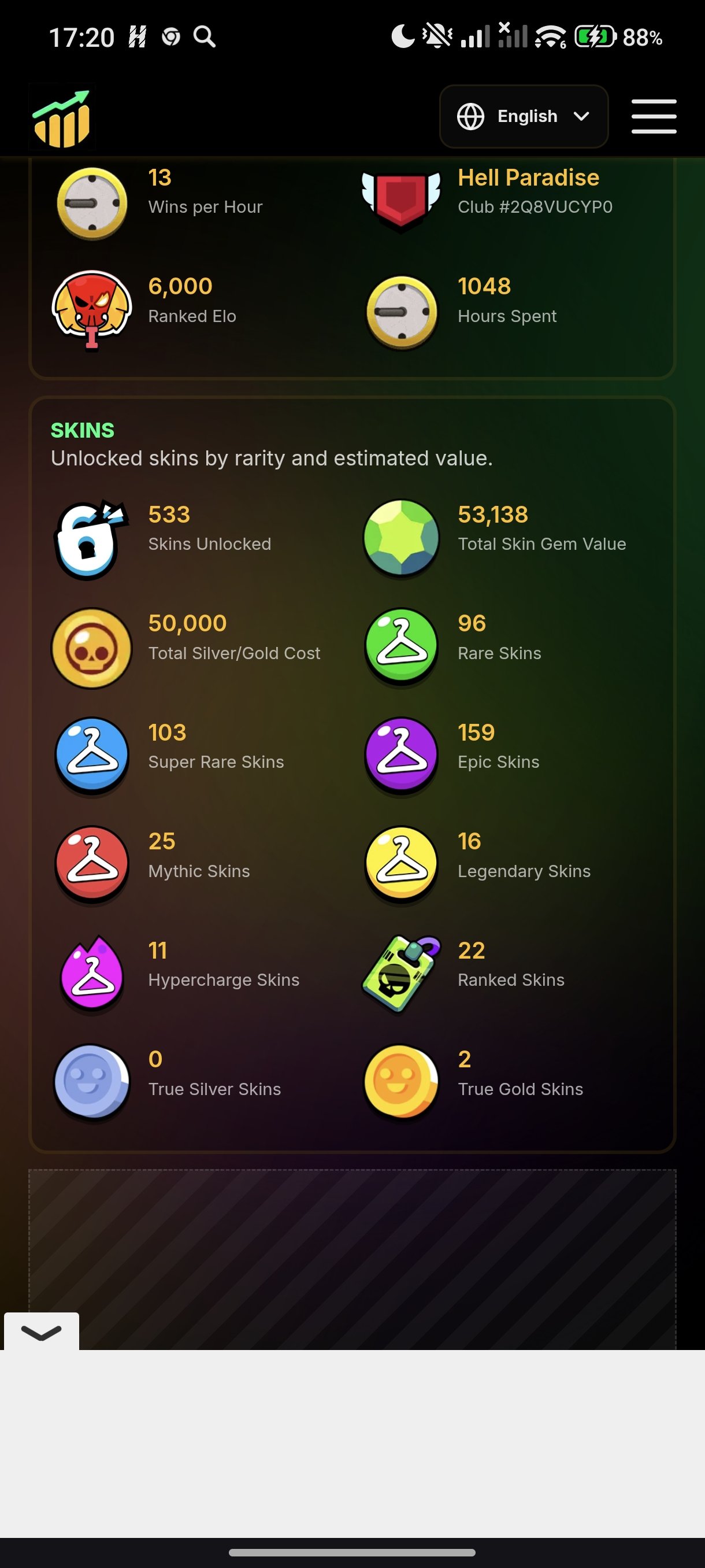 nice acc under the base, trophies 103441, brawlers 104, primes 84