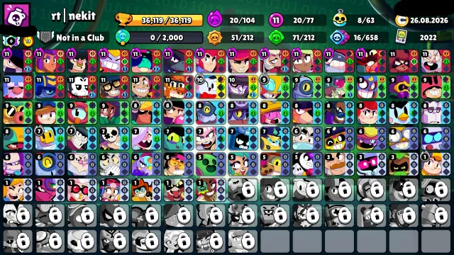 🏆36000🏆⚔️20x11 POWER⚔️💵1 BP+💵⚡TICK-MECHA GIDORAH⚡🌊PIRATE POCO🌊🎃FRANKENGROM🎃🩸GODZILLA BUZZ🩸, 36119 trophies, 77 brawlers, 13 primes
