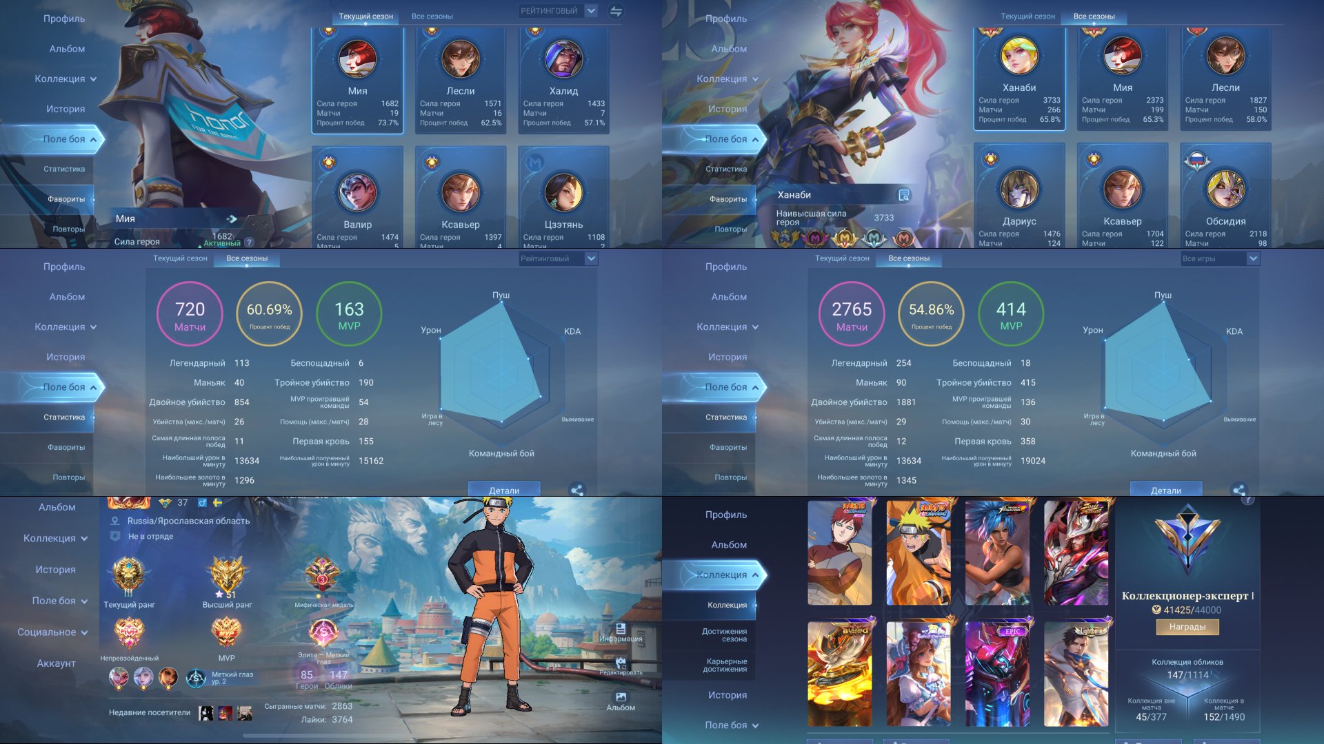 🔥 MLBB 151 skins PERSONAL | Naruto Lucas + Karina KOF | 87 heroes | 300 diamonds, Sale, Rank: Mythic, Level: 38, Winrate: 61%, Heroes: 87, Skins: 151