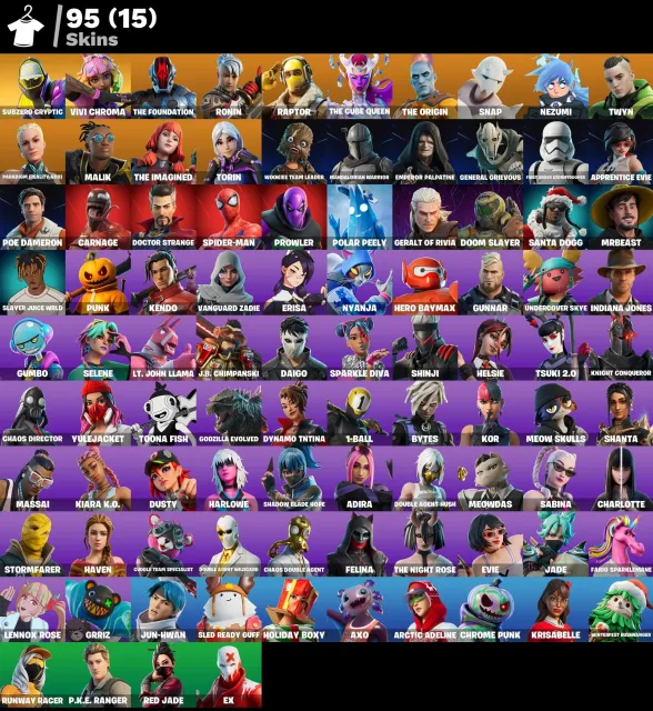 👕 95 skins 🎮 1571 Level 💰 300 V-bucks 💰 Subzero Cryptic | Vivi Chroma | The Foundation | Ronin |, Sale, skins 95