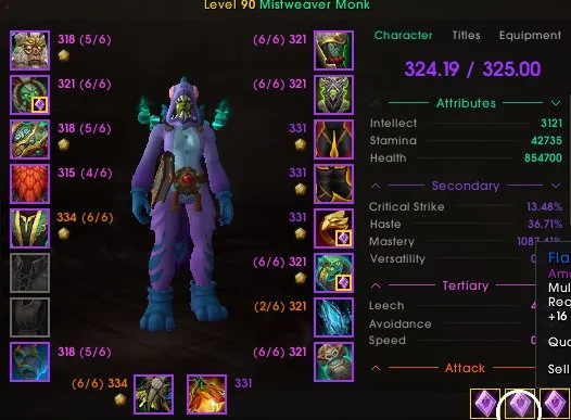 325 MW Monk - BIS Gear for M+ and Raid - 3200+ Rio - 8/8 HC - 3/8 Mythic - GOOD logs!, 90 уровень, Орки, Монах
