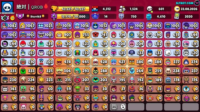 🏆43000🏆💎13x11 СИЛ💎🌠14 ПРАЙМОВ🌠 👣РЕГ 2020👣 🎀105 БОЙЦОВ🎀 🛠️НА ВАШУ ПОЧТУ🛠️, 43227 кубков, 105 бравлеров, 14 праймов