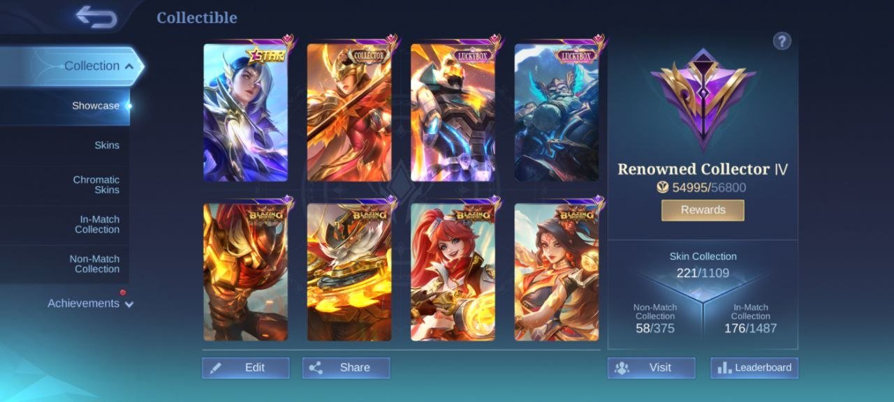collector pharsha LUCKYBOX Franco gatokacka Star Lesley deluxe 33 EPIC Harley Gaara Vale emblem Max, Sale, Rank: Mythic, Level: 59, Winrate: 51%, Heroes: 119, Skins: 221