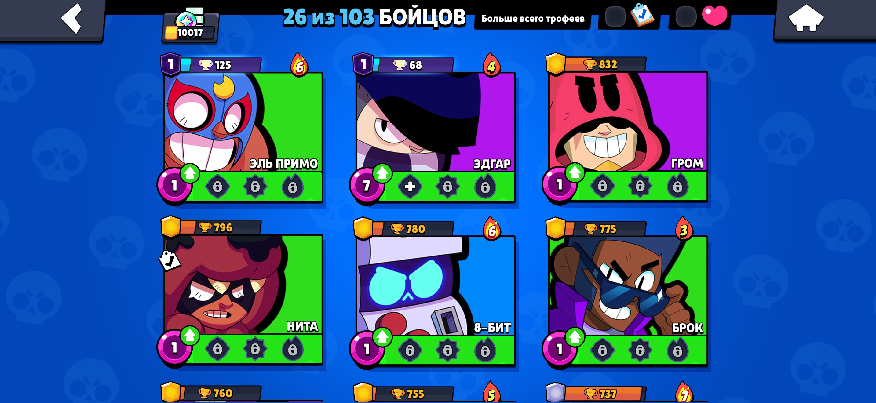 20K 🏆 | 70K 🪙 | 19K ⚡ | 32 fighters | 9 Prime ⭐ | 40 💎 |mail change 🌹, trophies 8700, brawlers 56, primes 7