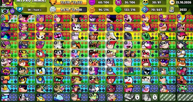 💥72K🔥106/107💪26 11 POWER🎁UNCLAIMED GIFTS🃏UNO CHESTER⚔️8K TRIO WINS⚡6 HYPERCHARGE SKINS🤖AUTO DELIVERY, 72519 trophies, 106 brawlers, 47 primes