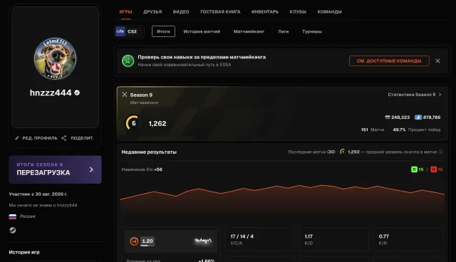 🌈151 MATCH🔥1262 ELO🟪PRIME + INVENTORY 300₽🟢VERIFICATION🟪🍎💎DESIGN💎6 LVL FACEIT✅🔥, Sale, Inventory empty, Has PRIME, FACEIT, 1262 ELO, Registered: Yes