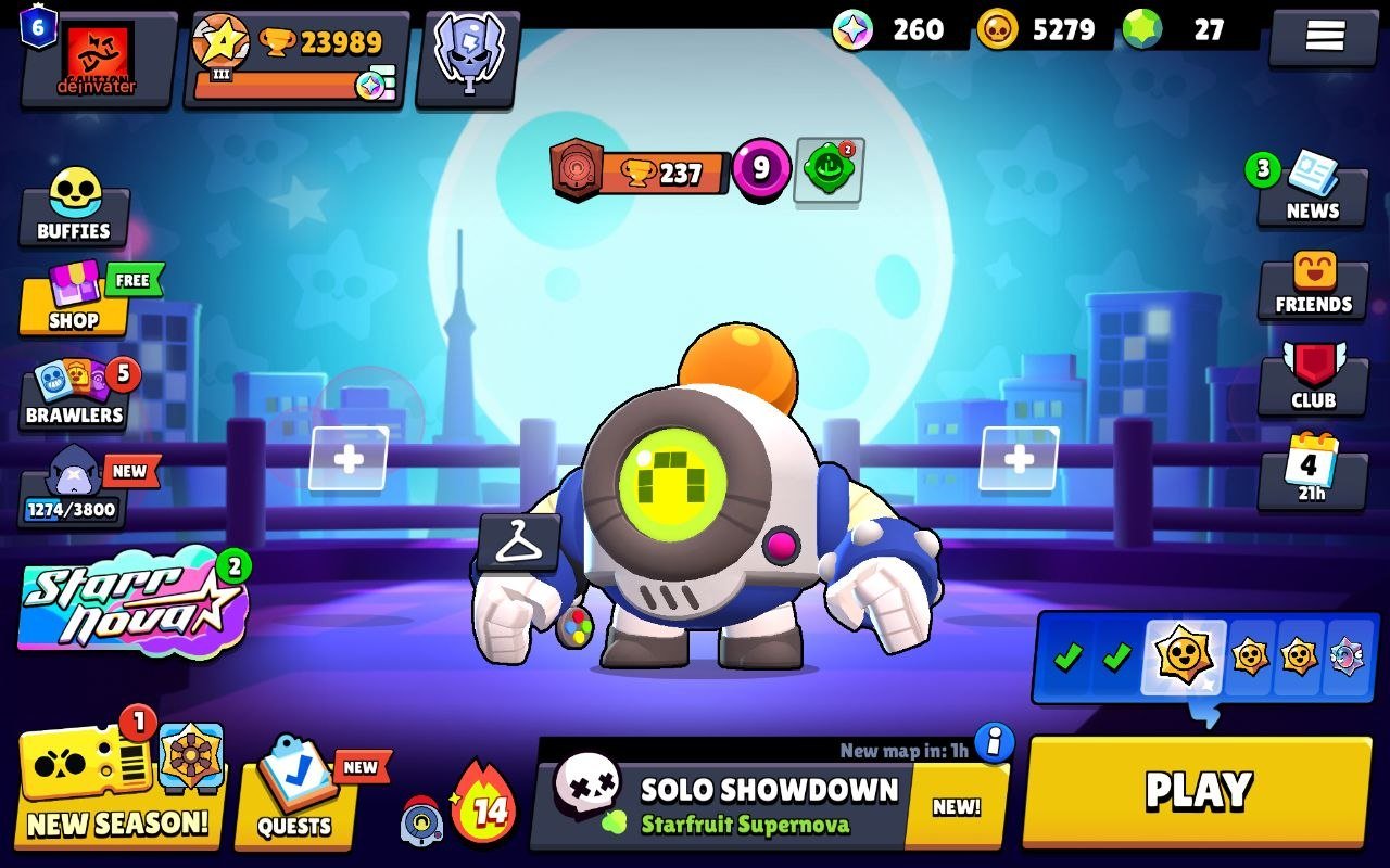 57k 💎, 104 brawlers + Sirius, 13 leg, 48 11 strength + 43 hyper, 164 gems, 300 skins, description👇, trophies 57000, brawlers 104, primes 8
