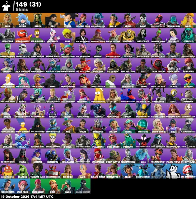 149 skins + email change | Boogie Down | Daigo | Bug Punk Sunny | Aura, Sale, skins 149