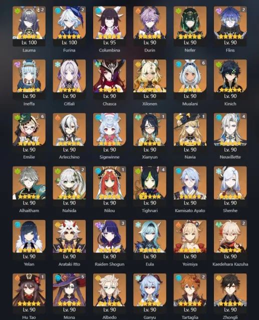 Eu whale Account 6x 6stars caracteres / Mualani C6R2 / Emilie C6R1 / Neuvillette C4R1 and more, Любая платформа, Почта привязана, Итэр, Прокачанный, AR 60