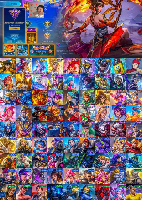 ♎ Chou Golden Libra ⚡ Fanny P.A.C.E. 🌌 Helcurt Zodiac 🌟 Angela Golden Star, Продажа, Ранг: Мифическая честь, Уровень: 57, Процент побед: 55%, Герои: 90, Облики: 207