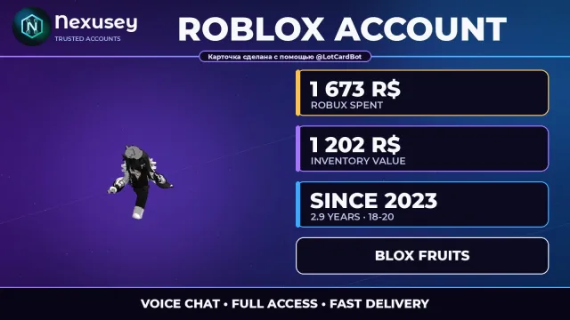 🚀 ⟦ ROBLOX ⟧ SPENT 1673 R$ ✦ REG. 2023 ✦ INVENTORY 1202 R$: Blox Fruits ✨ #4BE0T9, Sale, Voice chat: Available