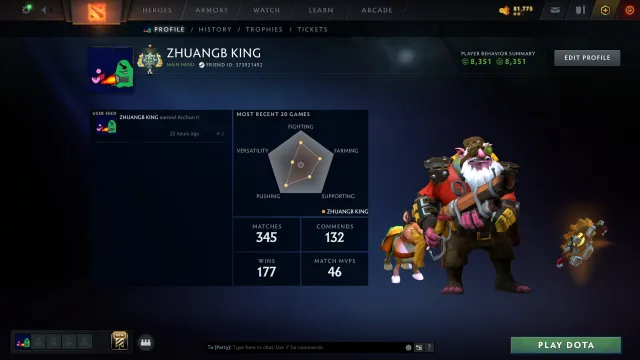 ☁️ 2315 MMR АРКАНА НА РУБИКА И ПА 345 МАТЧЕЙ 8351 ПОРЯДОЧНОСТЬ МЕЙН ПУЛЛ РОДНАЯ ПОЧТА ☁️, Продажа, 2315 MMR, 8351 порядочности, 8351 вежливости, 345 матчей, 329 часов
