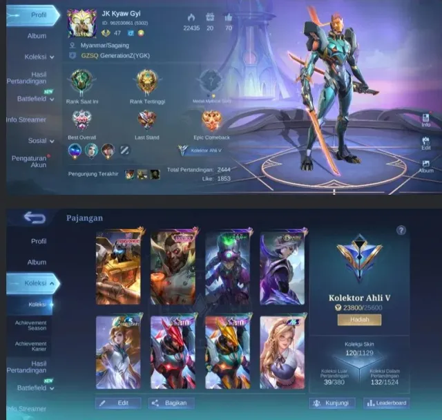🟠 TRANSFORMERS РОДЖЕР 🟠 LUCKYBOX РОДЖЕР 🟠 ALLSTAR Ю ЧЖУН 🟠 VENOM ХАРЛИ 🟠 DRAGON TAMER ЛИНГ 🟠, Продажа, Ранг: Епік, Рівень: 47, Процент перемог: 54%, Герої: 82, Облики: 120