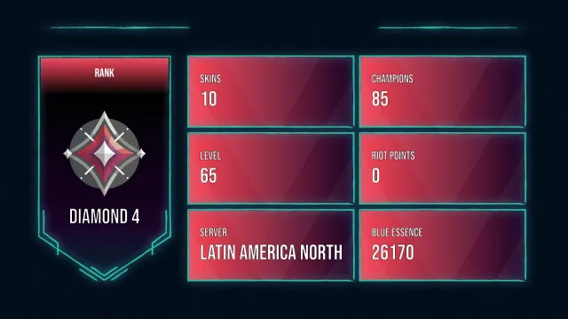 🥑 LAN 🥑 10 SKINS 🥑 DIAMOND 4 🥑 85 CHAMPIONS 🥑 65 LEVEL 🥑 INSTANT DELIVERY 🥑 GqmRy 🥑, Sale, level 65, champions 85, skins 10, Diamond