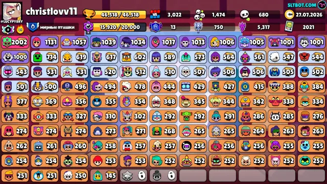 OLD ACCOUNT 💙FULL ACCOUNT 💙, trophies 46500, brawlers 103, primes 13