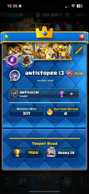 CR 11500 🏆 | BS 25251 Trophies 🏆 | 2 3P | 💀 Ranked Master 💀 | 15 Win Challenge | 📧 Gmail 📧, trophies 25251, brawlers 75, primes 22