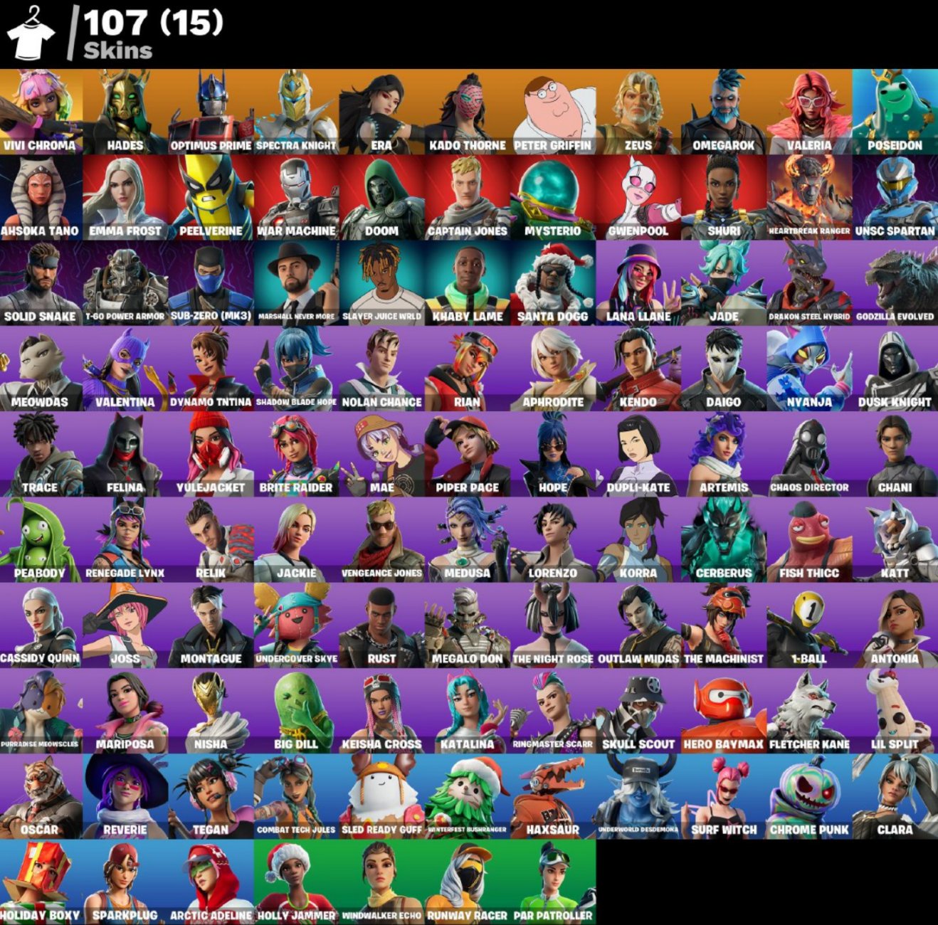 [PC] ⭐ 107 SKINS ⭐ MAIL CHANGE ⭐ 350 VB | Vivi Chroma | Hades | Optimus Prime | Spectra Knight ⭐, Sale, skins 107