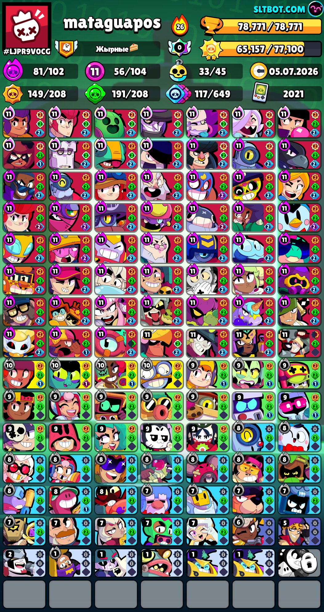 🔴104/104♦️78.7K COUPLES🔴〖 FULL ACCESS 〗🔴 62 PRIMES🔴56 BRAVLERS 11 FORCES♦️🔴2021, trophies 80000, brawlers 104, primes 62