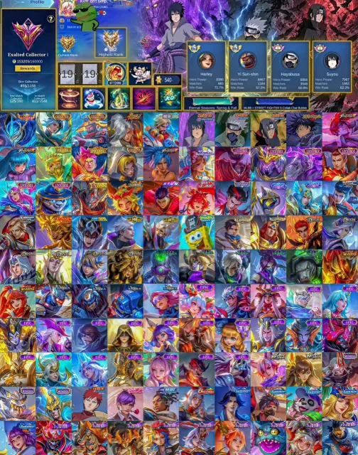 🏆 982 Immortal Stars ✨ Gusion Legend ✨YSS✨ Ling Collector ✨ Itachi ✨ Sasuke ✨ Kakashi ✨ Megumi, Продажа, Ранг: Мифический Бессмертный, Уровень: 139, Процент побед: 70%, Герои: 133, Облики: 455