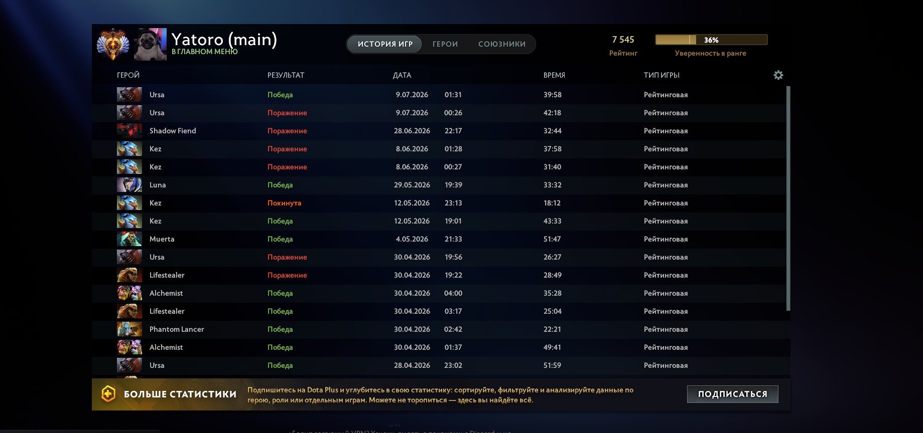 Mainpool account for sale: 7,500 MMR, 2,500 games, Sale, 7550 MMR, 12000 вежливости, 2500 games, 2500 hours