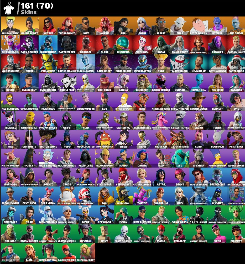 161 skins | Naruto Uzumaki | Major Glory | Joltara | The Imagined | Joey, Sale, skins 161