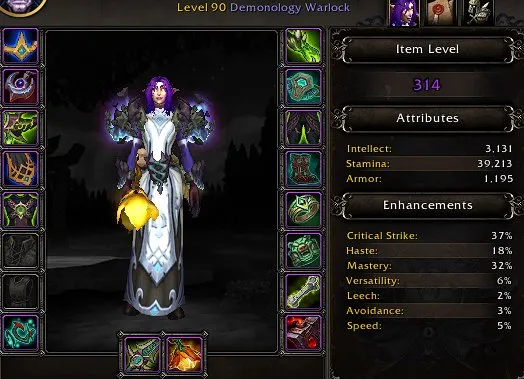 Украина Фейк фио warlock 314 ILVL 2729 rio 4 set, 90 уровень, Ночные эльфы, Чернокнижник