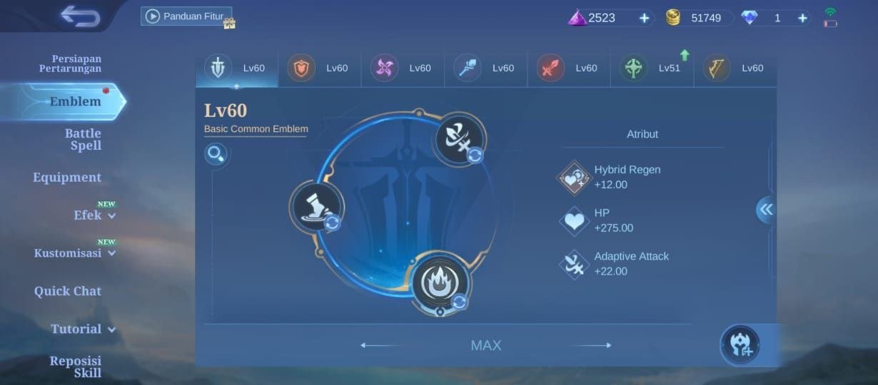 EPIC Harley EPIC Carmila EPIC khufra EPIC Kagura EPIC moskov pegasus badang emblem max, Sale, Rank: Mythical Immortal, Level: 60, Winrate: 50%, Heroes: 78, Skins: 125