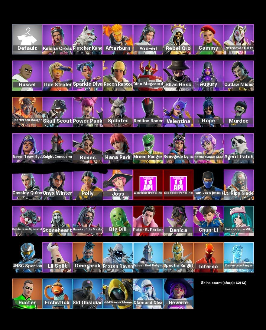 💦JUICY PERSONAL ACCOUNT 💦CHUN-LI CAMMY+CREW+PVE🔥62 SKINS✨ 69 KIROK✨52 EMOTIONS ✨TR | SCREENSHOTS 👇, Sale, skins 62