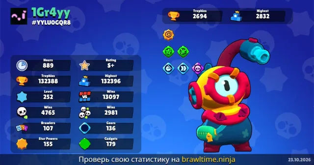 Selling Brawl Stars account 🔥 🏆 132k trophies 👥 107 brawlers ⚡ 85 hypercharges For all questions DM, 132000 trophies, 107 brawlers, 123 primes
