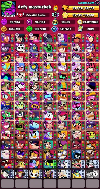 top acc 94 11 strength 78 hyper,old skins, trophies 83800, brawlers 104, primes 35