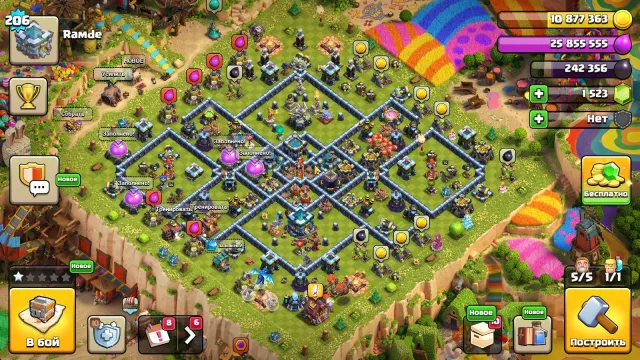 🏰13 TH🏰206👑HEROES 75/75/40/50/25👑🎀10 SKINS🎀🔮6 EPIC EQUIPMENTS🔮⭐COLORFUL DESIGN⭐, 13 TH Home Village, 9 TH Builder Base