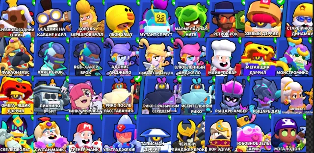105 FIGHTERS BP SEASON 47 TOP SKINS TIKOYAKI JESSE MECHA 2x HACKER BROCK CHECK SCREENS IN DESCR, trophies 39750, brawlers 105, primes 5